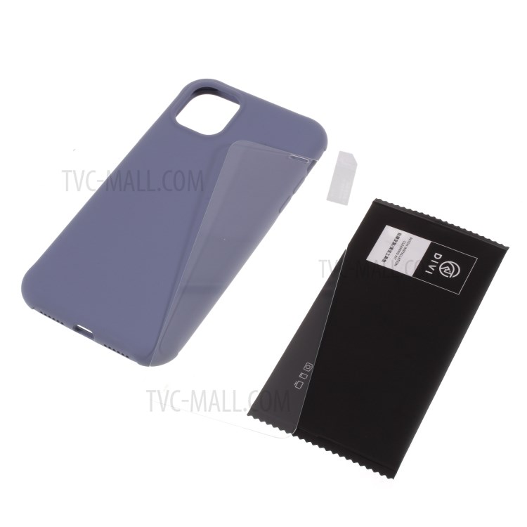 DIVI Shockproof Liquid Silicone Cover with Tempered Glass Screen Protector for iPhone 11 6.1 inch - Purple-1