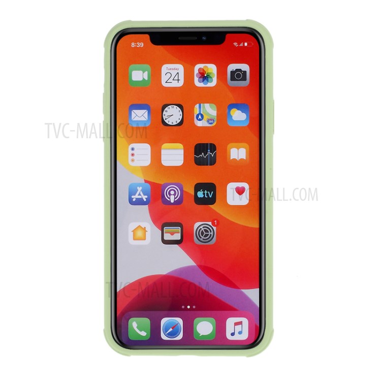 DIVI Shockproof Liquid Silicone Shell with Tempered Glass Screen Protector for iPhone 11 Pro Max 6.5 inch - Light Green-3
