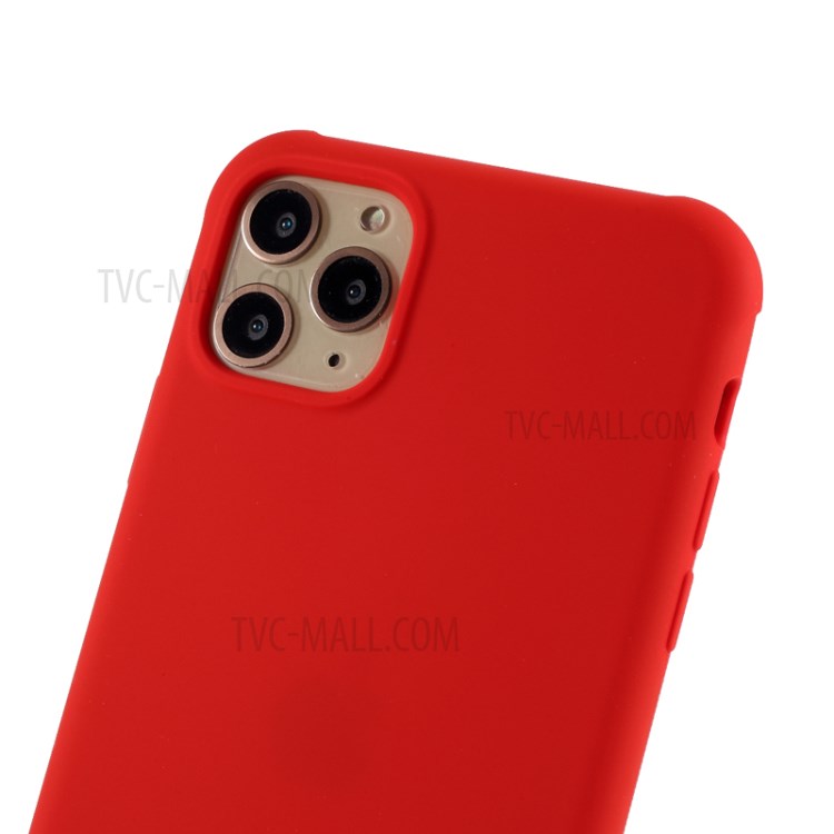 DIVI Shockproof Liquid Silicone Shell with Tempered Glass Screen Protector for iPhone 11 Pro Max 6.5 inch - Red-4