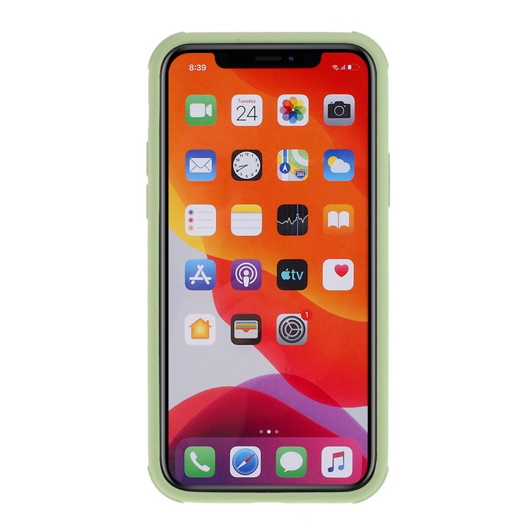 DIVI Shockproof Liquid Silicone Case Cover with Tempered Glass Screen Protector for iPhone 11 Pro 5.8 inch - Light Green-4