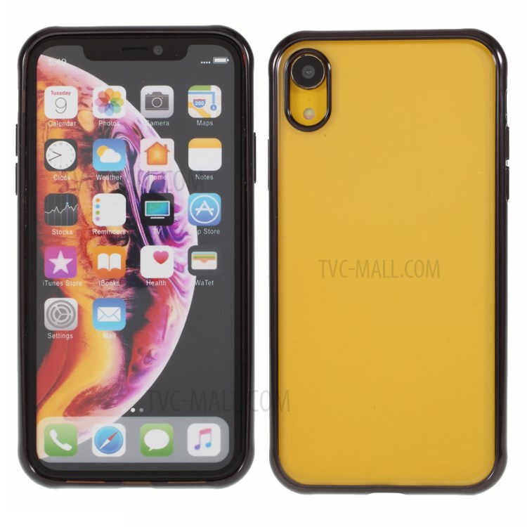 DIVI Shockproof Electroplating TPU Case with Tempered Glass Screen Protector for iPhone XR 6.1 inch - Black-2