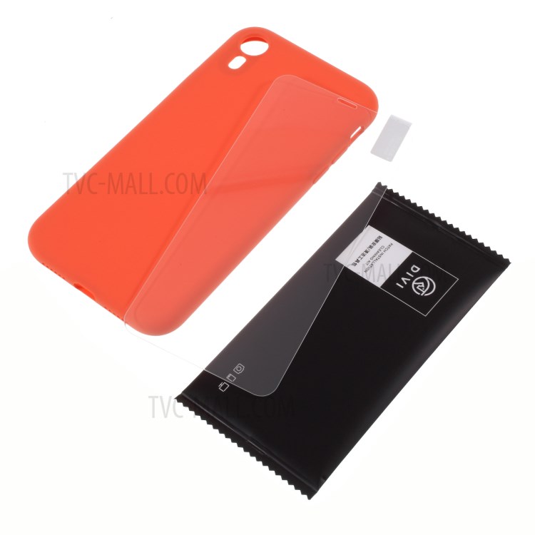 DIVI Slim Liquid Silicone Case Shell with with Tempered Glass Screen Protector for iPhone XR 6.1 inch - Coral-1