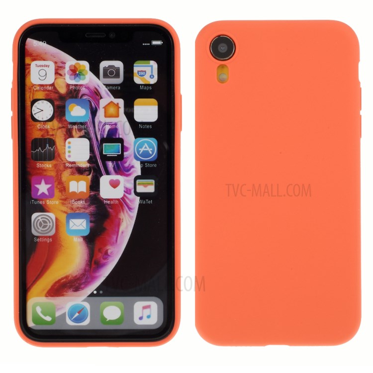 DIVI Slim Liquid Silicone Case Shell with with Tempered Glass Screen Protector for iPhone XR 6.1 inch - Coral-2