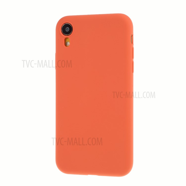 DIVI Slim Liquid Silicone Case Shell with with Tempered Glass Screen Protector for iPhone XR 6.1 inch - Coral-3