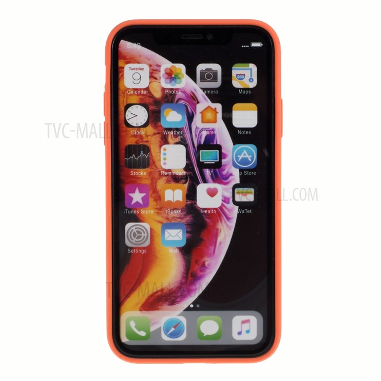 DIVI Slim Liquid Silicone Case Shell with with Tempered Glass Screen Protector for iPhone XR 6.1 inch - Coral-4