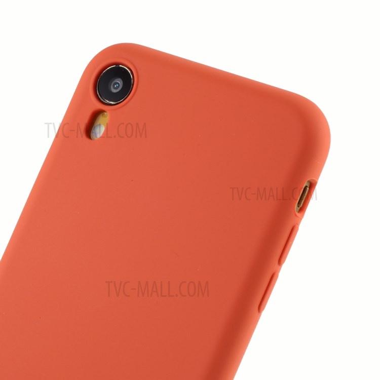 DIVI Slim Liquid Silicone Case Shell with with Tempered Glass Screen Protector for iPhone XR 6.1 inch - Coral-5