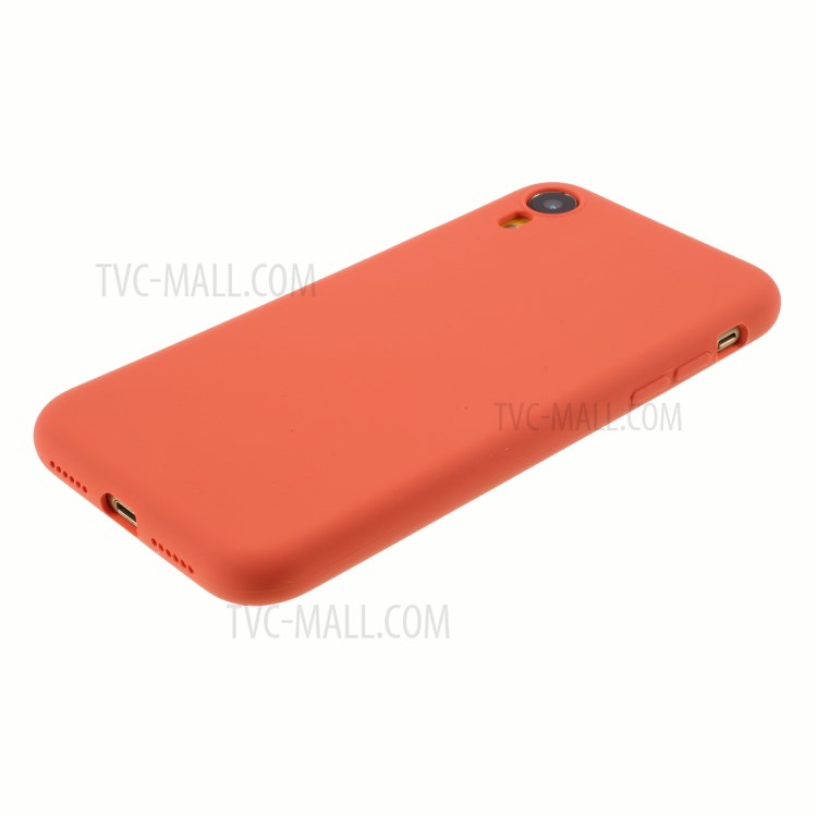 DIVI Slim Liquid Silicone Case Shell with with Tempered Glass Screen Protector for iPhone XR 6.1 inch - Coral-6