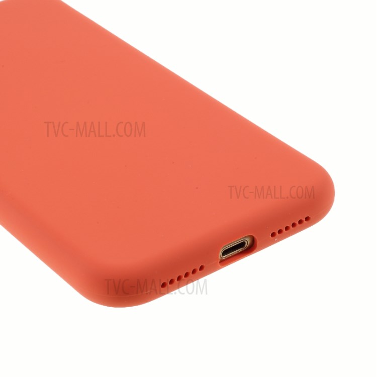 DIVI Slim Liquid Silicone Case Shell with with Tempered Glass Screen Protector for iPhone XR 6.1 inch - Coral-7
