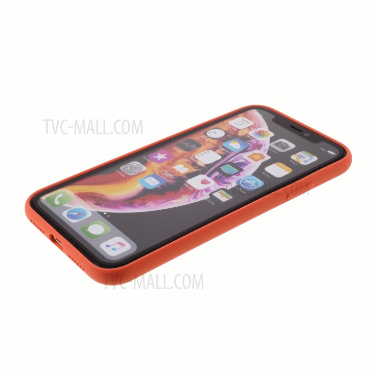DIVI Slim Liquid Silicone Case Shell with with Tempered Glass Screen Protector for iPhone XR 6.1 inch - Coral-8