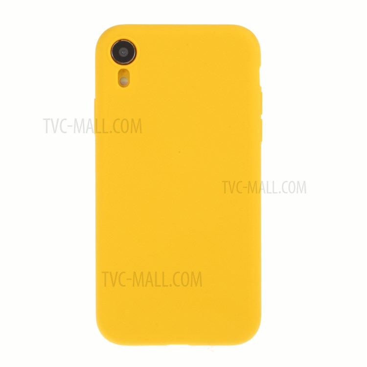 DIVI Slim Liquid Silicone Case Shell with with Tempered Glass Screen Protector for iPhone XR 6.1 inch - Yellow-2