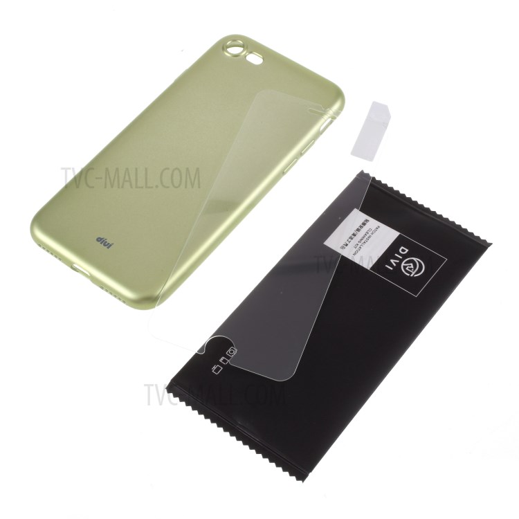 DIVI Soft TPU Shell Case with Tempered Glass Screen Protector for iPhone SE (2nd Generation)/8/7 - Green-1