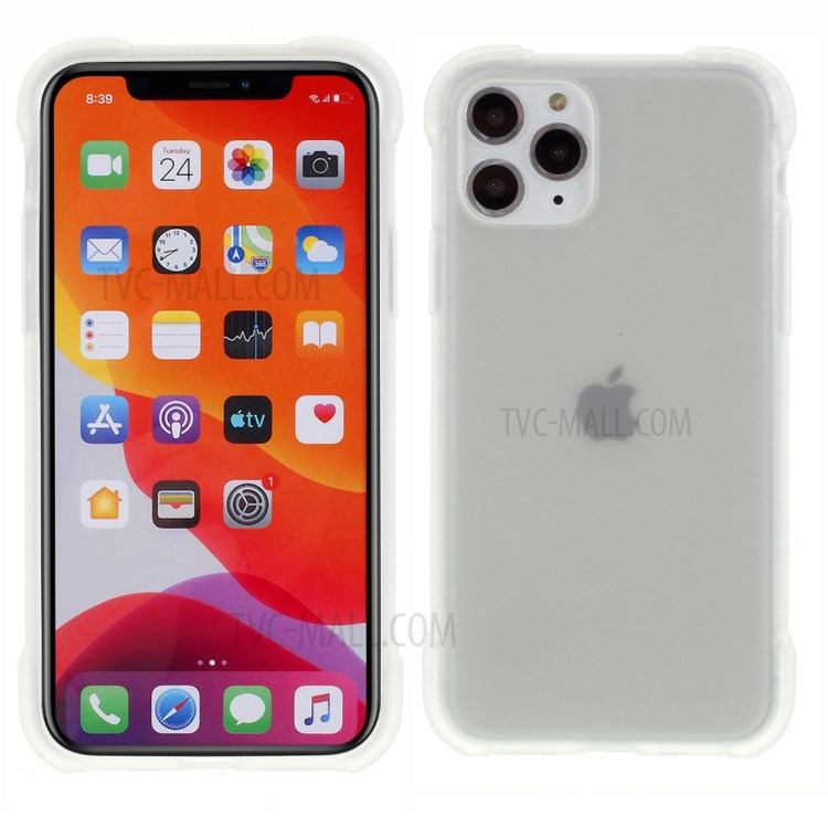 DIVI Air Cushion Shockproof TPU Phone Case with Tempered Glass Screen Protector for iPhone 11 Pro 5.8 inch - White-3