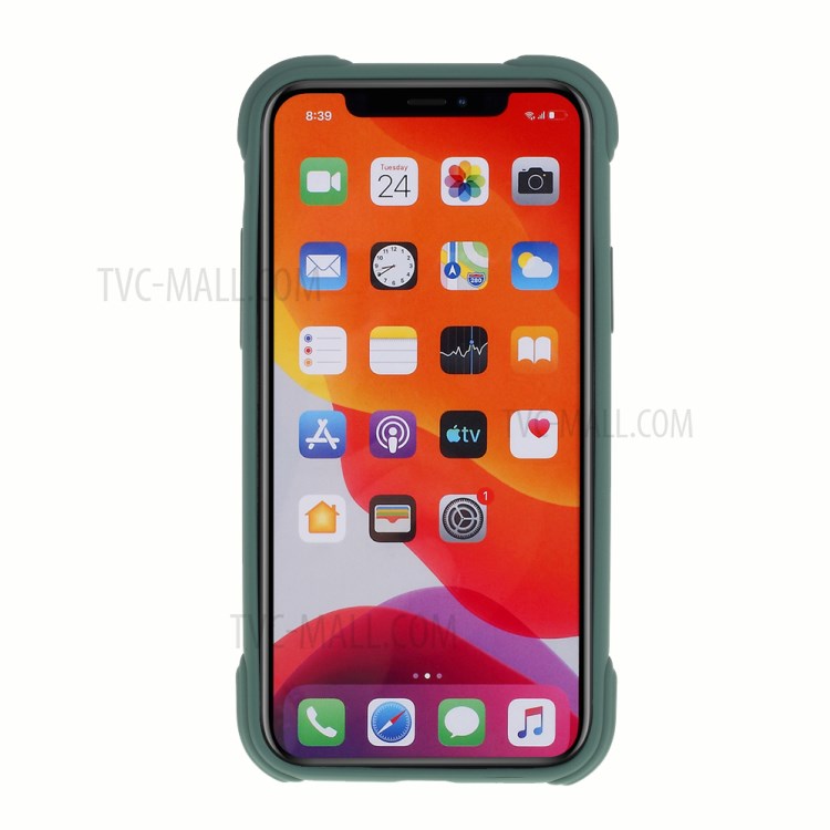 DIVI Air Cushion Shockproof TPU Phone Case with Tempered Glass Screen Protector for iPhone 11 Pro 5.8 inch - Blackish Green-4