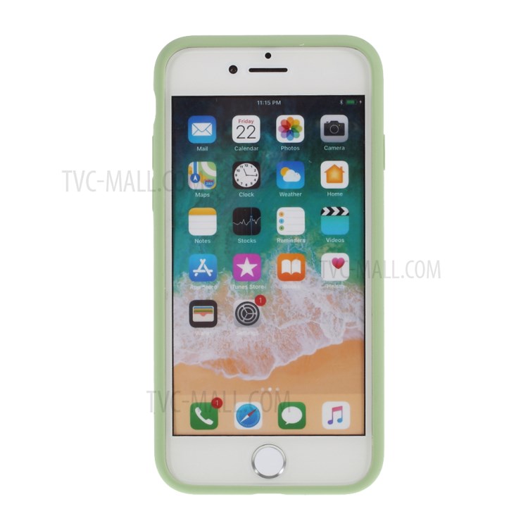 BX Ultra-thin Liquid Silicone Case with Tempered Glass Screen Protector for iPhone SE (2nd Generation)/8/7 - Green-4