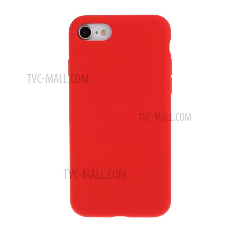 BX Ultra-thin Liquid Silicone Case with Tempered Glass Screen Protector for iPhone SE (2nd Generation)/8/7 - Red-1