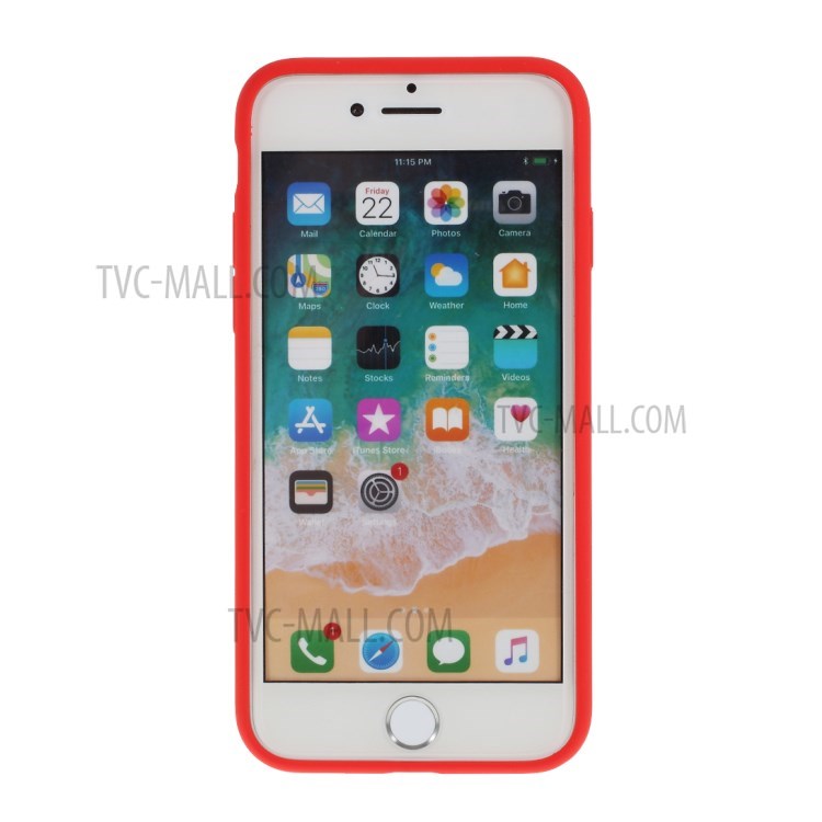BX Ultra-thin Liquid Silicone Case with Tempered Glass Screen Protector for iPhone SE (2nd Generation)/8/7 - Red-3