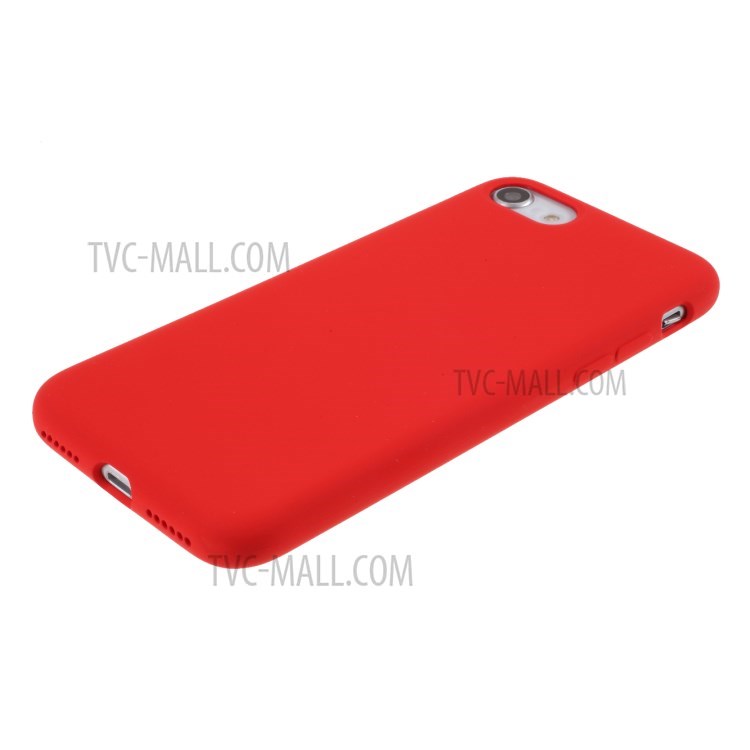 BX Ultra-thin Liquid Silicone Case with Tempered Glass Screen Protector for iPhone SE (2nd Generation)/8/7 - Red-4