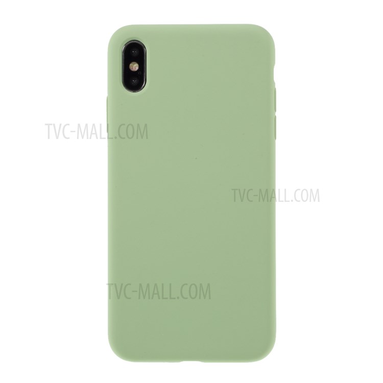BX Ultra-thin Liquid Silicone Case Shell with Tempered Glass Screen Protector for iPhone XS Max 6.5 inch - Green-2