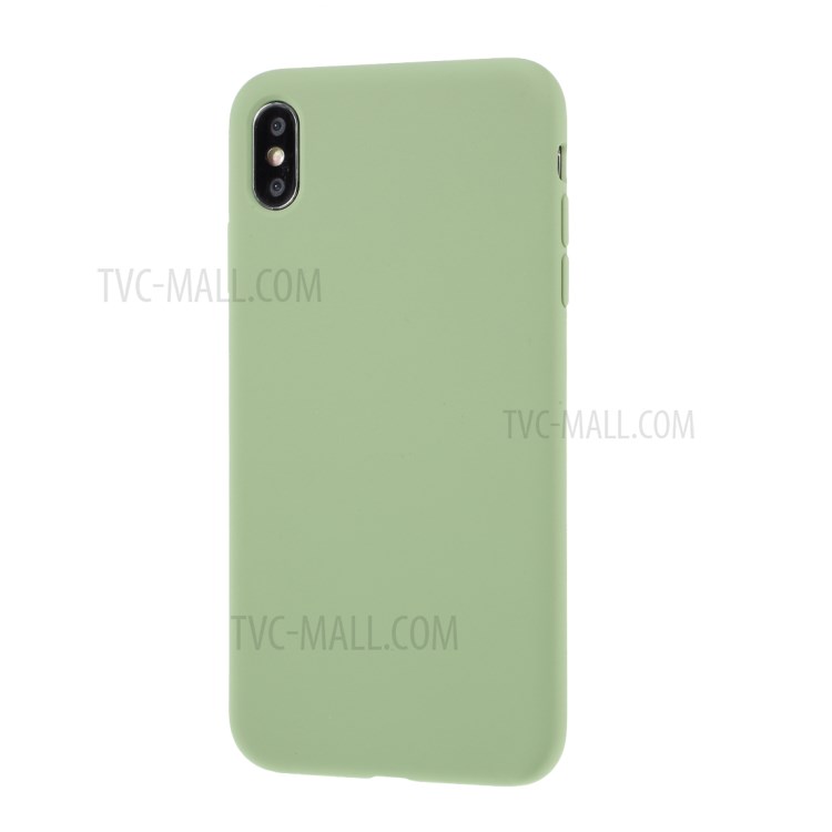 BX Ultra-thin Liquid Silicone Case Shell with Tempered Glass Screen Protector for iPhone XS Max 6.5 inch - Green-3