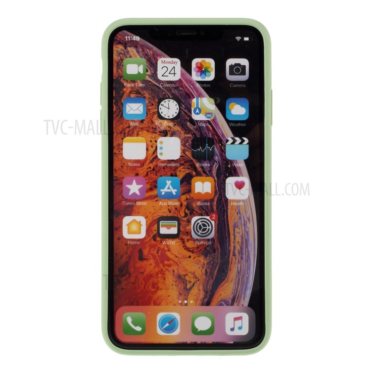 BX Ultra-thin Liquid Silicone Case Shell with Tempered Glass Screen Protector for iPhone XS Max 6.5 inch - Green-4