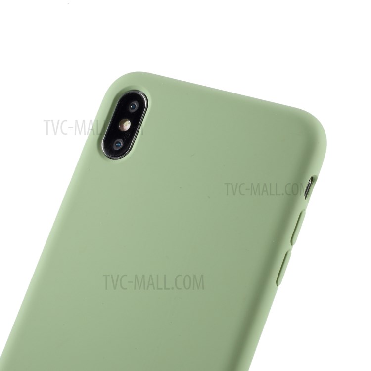 BX Ultra-thin Liquid Silicone Case Shell with Tempered Glass Screen Protector for iPhone XS Max 6.5 inch - Green-5