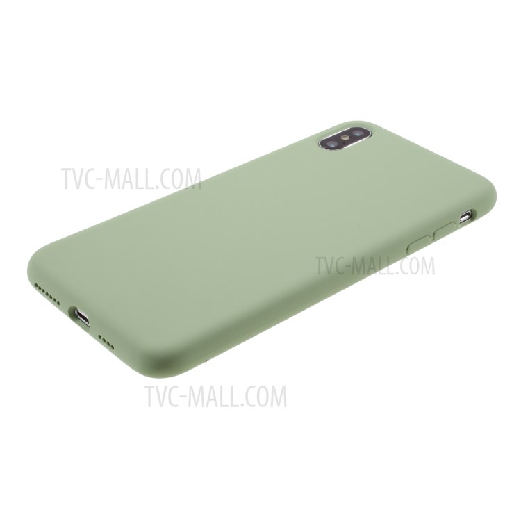 BX Ultra-thin Liquid Silicone Case Shell with Tempered Glass Screen Protector for iPhone XS Max 6.5 inch - Green-6