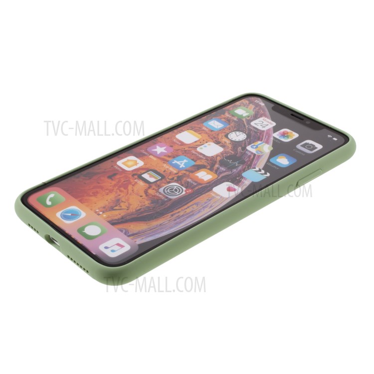 BX Ultra-thin Liquid Silicone Case Shell with Tempered Glass Screen Protector for iPhone XS Max 6.5 inch - Green-7