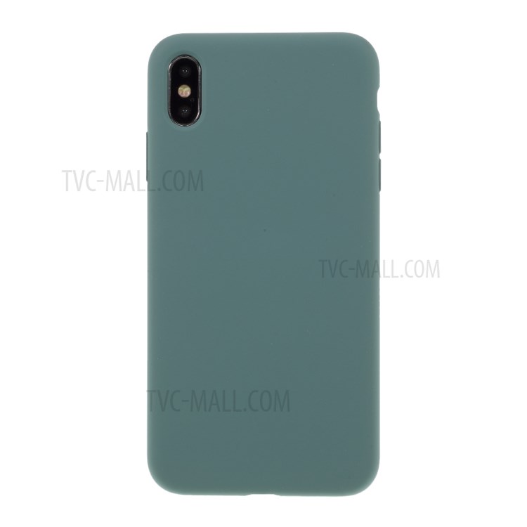 BX Ultra-thin Liquid Silicone Case Shell with Tempered Glass Screen Protector for iPhone XS Max 6.5 inch - Midnight Green-2