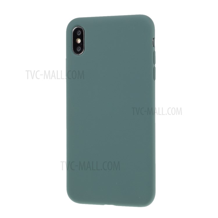 BX Ultra-thin Liquid Silicone Case Shell with Tempered Glass Screen Protector for iPhone XS Max 6.5 inch - Midnight Green-3