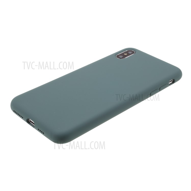 BX Ultra-thin Liquid Silicone Case Shell with Tempered Glass Screen Protector for iPhone XS Max 6.5 inch - Midnight Green-5