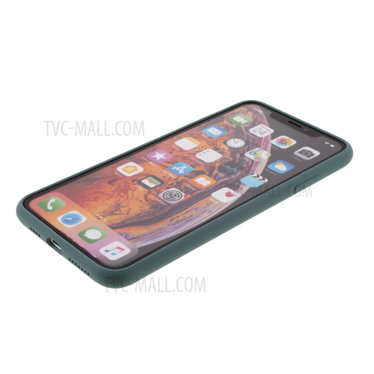 BX Ultra-thin Liquid Silicone Case Shell with Tempered Glass Screen Protector for iPhone XS Max 6.5 inch - Midnight Green-6