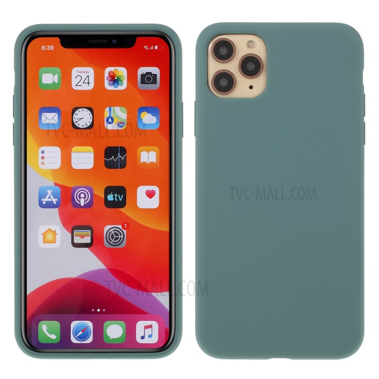 BX Ultra-thin Soft Liquid Silicone Case with Tempered Glass Screen Protector for iPhone 11 Pro 5.8 inch - Dark Green-2