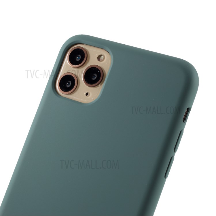 BX Ultra-thin Soft Liquid Silicone Case with Tempered Glass Screen Protector for iPhone 11 Pro 5.8 inch - Dark Green-5