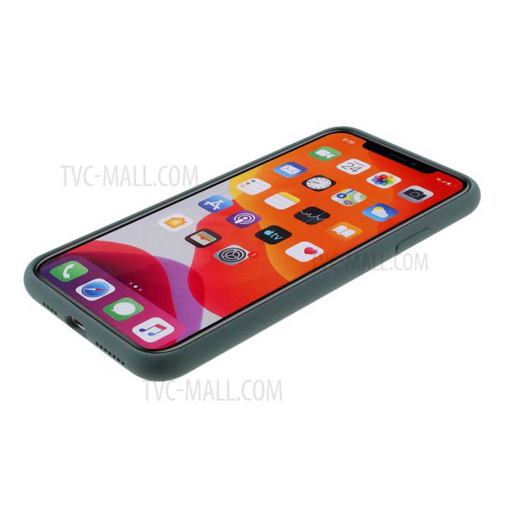 BX Ultra-thin Soft Liquid Silicone Case with Tempered Glass Screen Protector for iPhone 11 Pro 5.8 inch - Dark Green-7