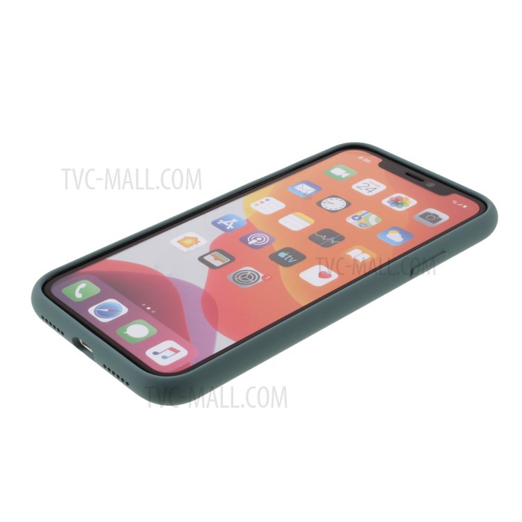 BX Ultra-thin Liquid Silicone Case with Tempered Glass Screen Protector for iPhone 11 6.1 inch - Midnight Green-6
