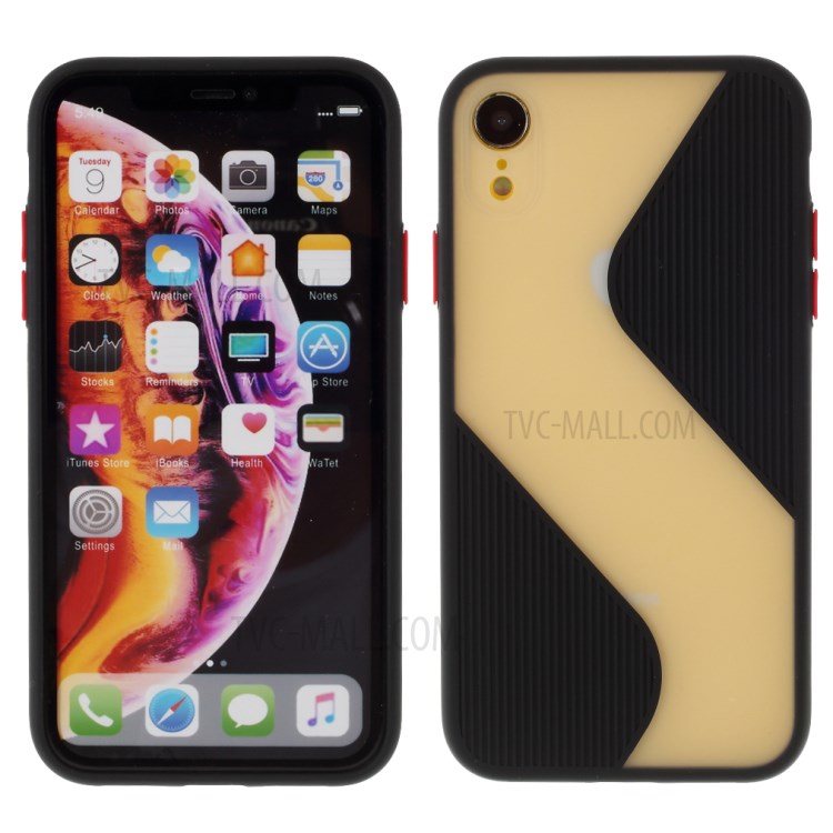 Preciso Buraco Cut-out Caso De Telefone Contraste De Cor Splicing TPU Para Iphone XR 6.1 Polegadas - Preto-1