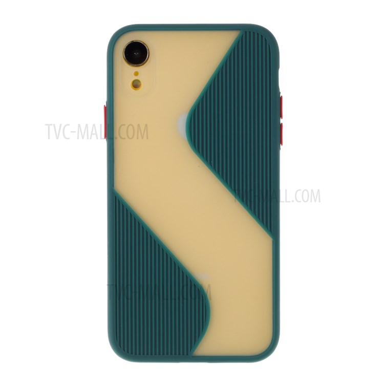 Contrast Color Splicing TPU Phone Case Precise Cut-out Hole for iPhone XR 6.1 inch - Green-1