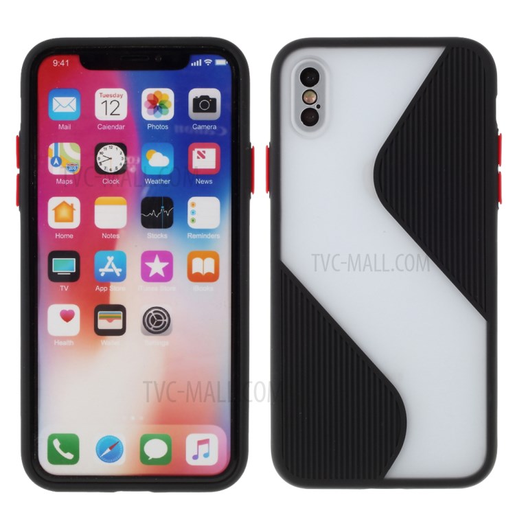 Copertura Del Telefono Contrasto Colore Splicing TPU Precisa Foro Apertura Per Iphone X / XS 5,8 Pollici - Nero-1