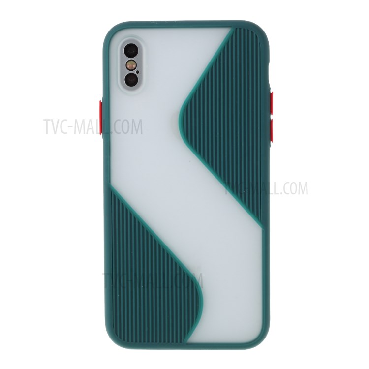 Contrast Color Splicing TPU Phone Cover Precise Cut-out Hole for iPhone X/XS 5.8 inch - Green-1