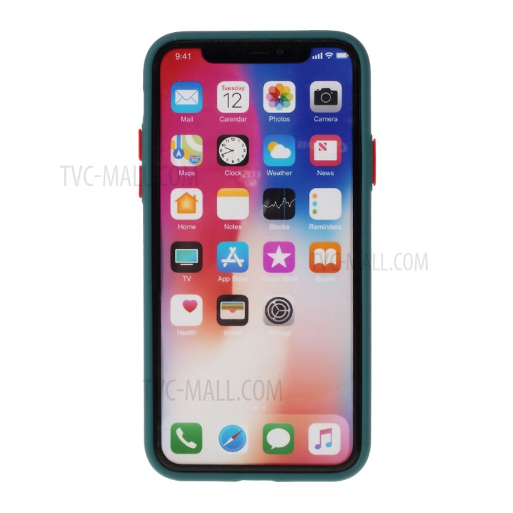 Contrast Color Splicing TPU Phone Cover Precise Cut-out Hole for iPhone X/XS 5.8 inch - Green-3