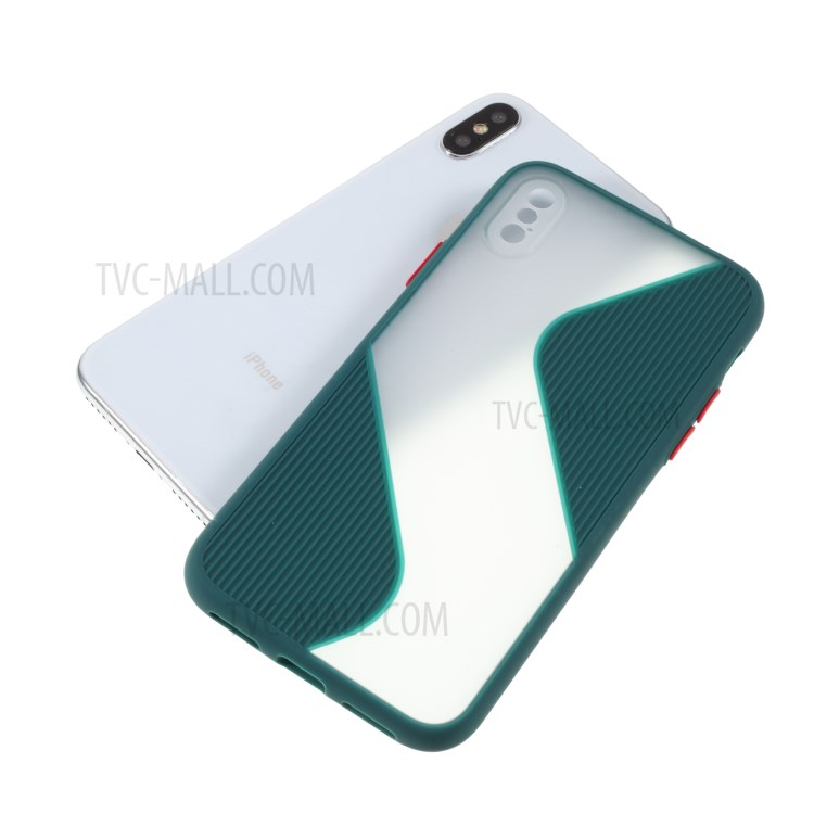 Contrast Color Splicing TPU Phone Cover Precise Cut-out Hole for iPhone X/XS 5.8 inch - Green-5