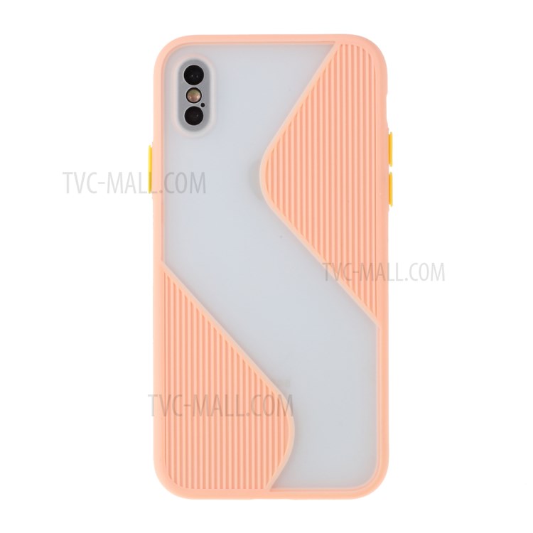 Contrast Color Splicing TPU Phone Cover Precise Cut-out Hole for iPhone X/XS 5.8 inch - Pink-1