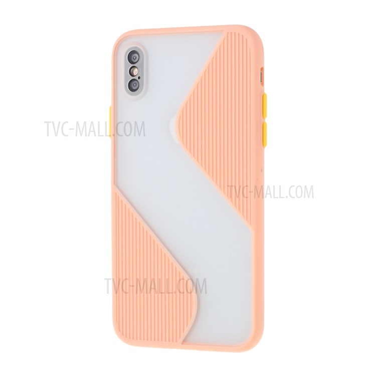 Contrast Color Splicing TPU Phone Cover Precise Cut-out Hole for iPhone X/XS 5.8 inch - Pink-2