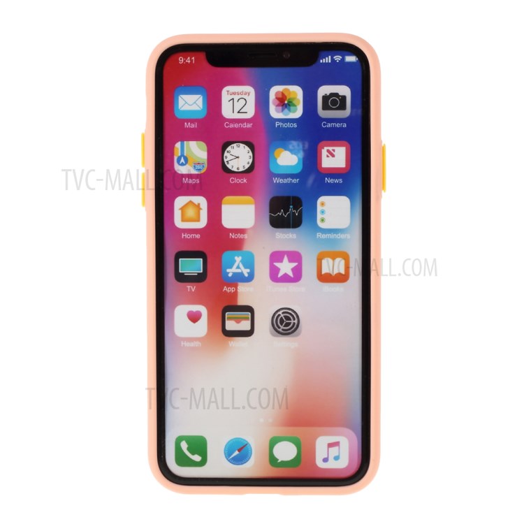 Contrast Color Splicing TPU Phone Cover Precise Cut-out Hole for iPhone X/XS 5.8 inch - Pink-3