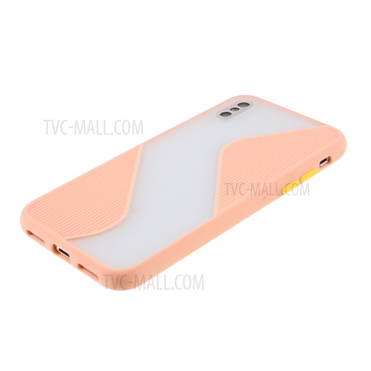 Contrast Color Splicing TPU Phone Cover Precise Cut-out Hole for iPhone X/XS 5.8 inch - Pink-4
