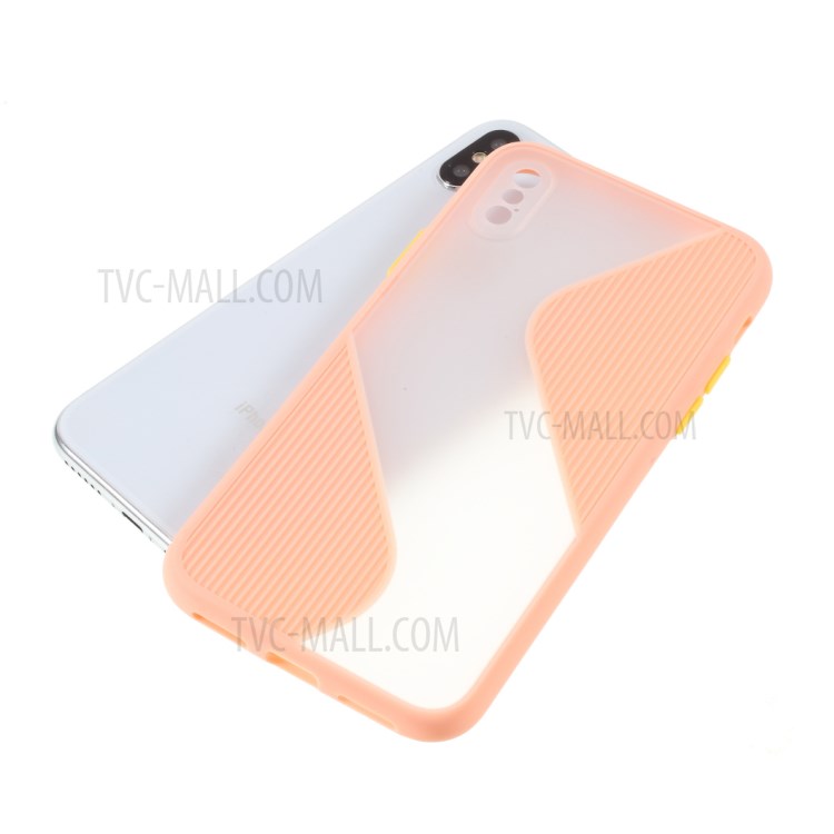 Contrast Color Splicing TPU Phone Cover Precise Cut-out Hole for iPhone X/XS 5.8 inch - Pink-5