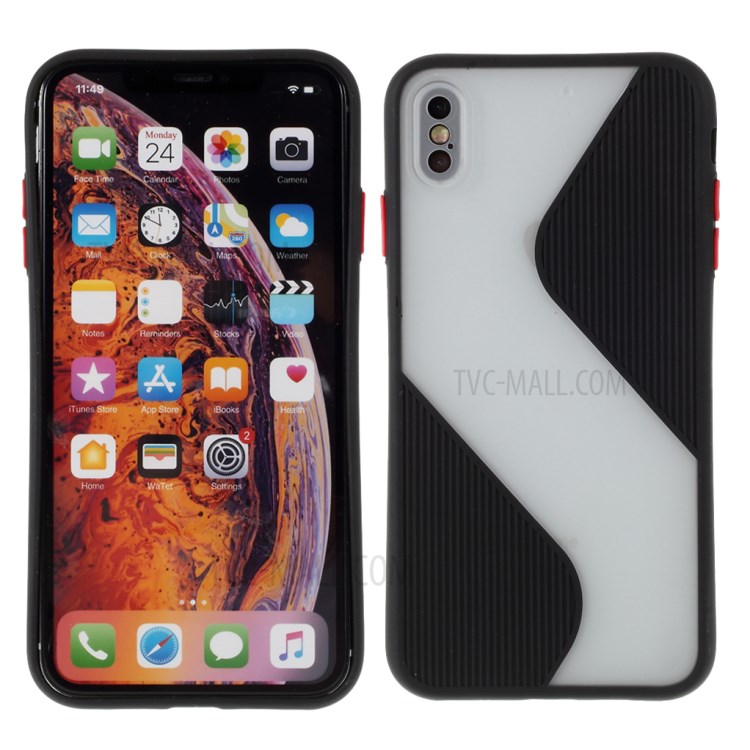 Contrast Color Splicing TPU Cell Phone Case Precise Cut-out Hole for iPhone XS Max 6.5 inch - Black-1