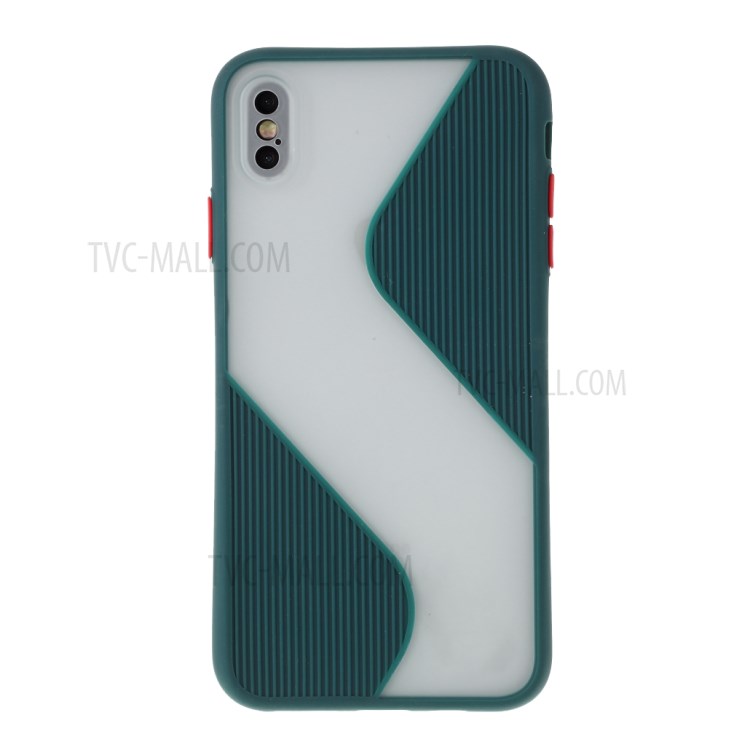 Contrast Color Splicing TPU Cell Phone Case Precise Cut-out Hole for iPhone XS Max 6.5 inch - Green-1