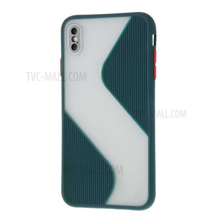 Contrast Color Splicing TPU Cell Phone Case Precise Cut-out Hole for iPhone XS Max 6.5 inch - Green-2