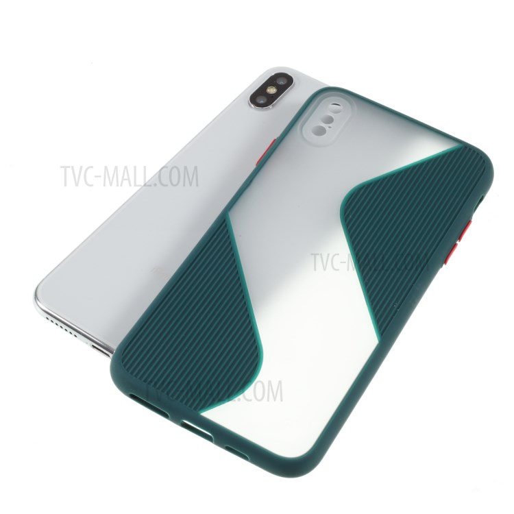 Contrast Color Splicing TPU Cell Phone Case Precise Cut-out Hole for iPhone XS Max 6.5 inch - Green-5